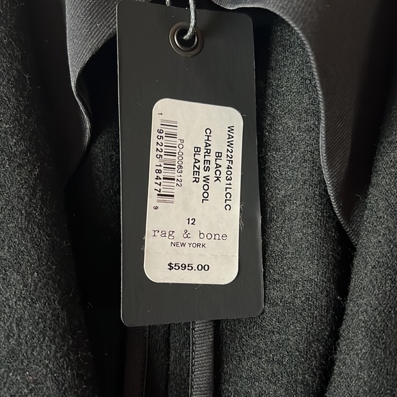 Rag & Bone Black Charles Wool Blazer Suit Jacket Womens 8 or 12 NEW - Picture 14 of 14